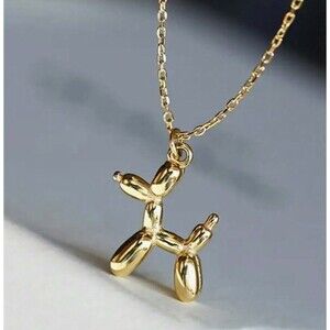 Balloon Dog Pendant Necklace Gold Chain Cute